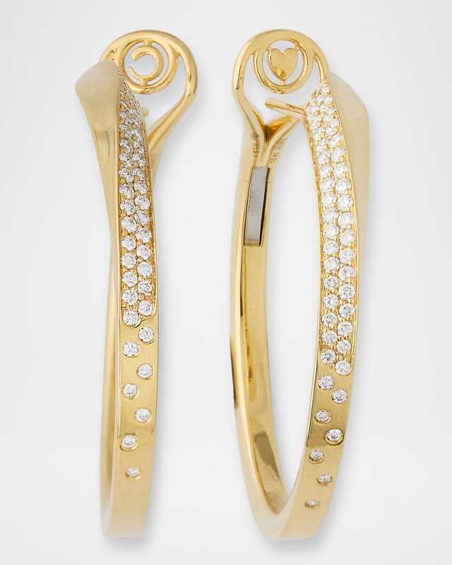 18K Yellow Gold Crivelli Diamond Hoop Earrings